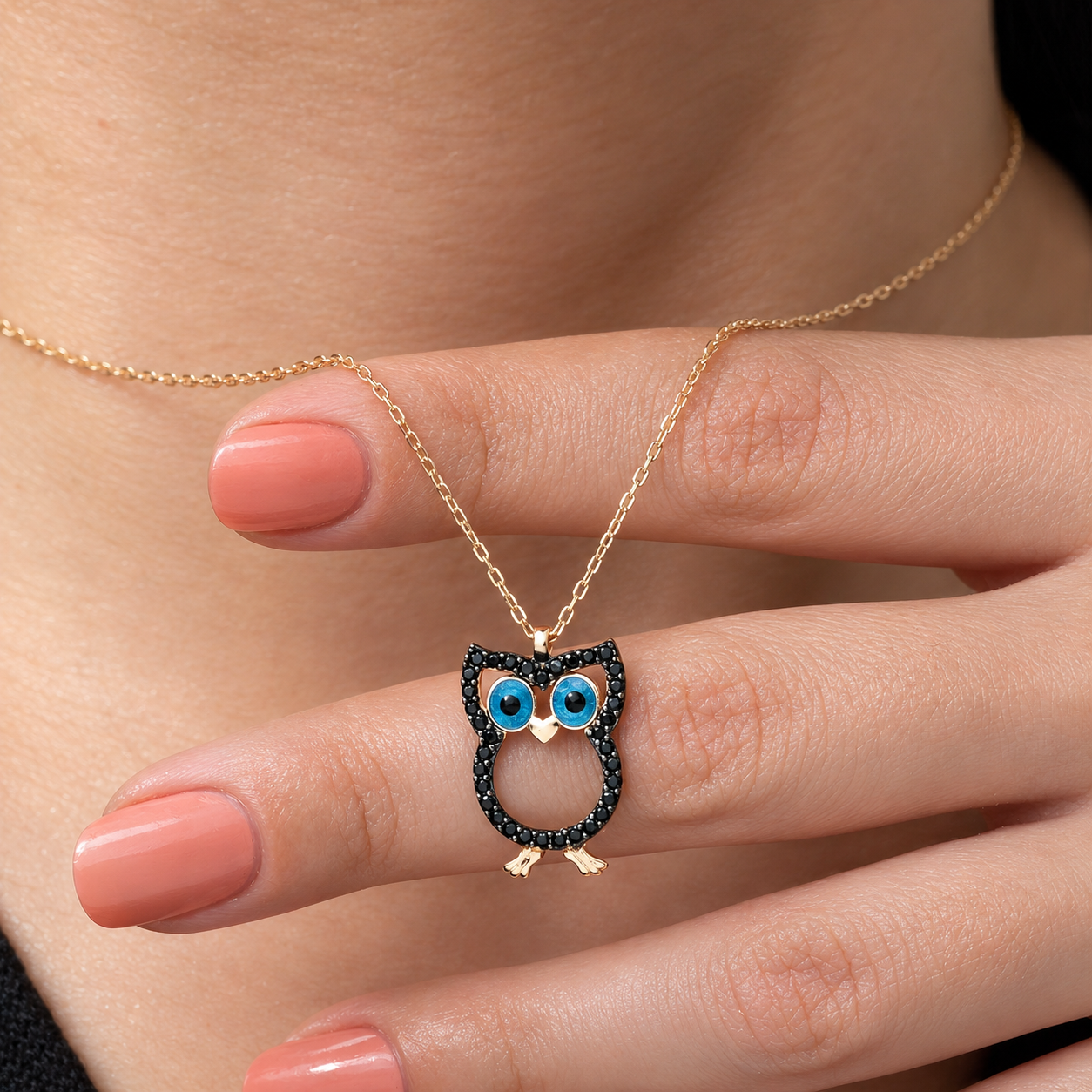 Black Zircon Necklace For Women IARTSY SILVER 