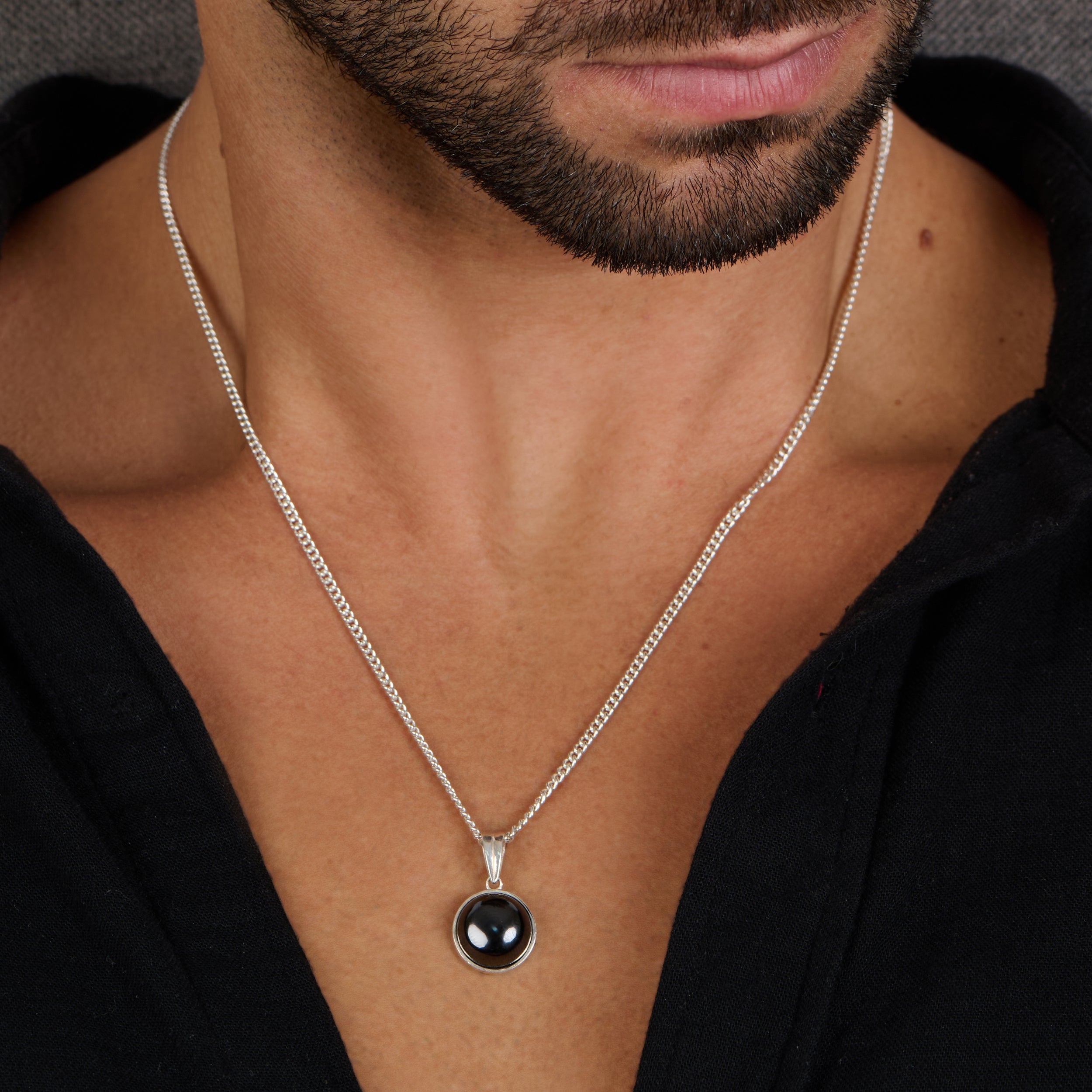 Black Round Men Pendant