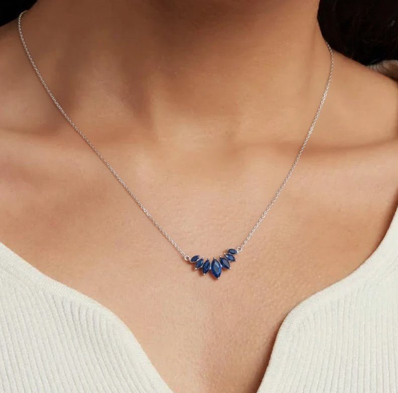 Blue Marquise Necklace - ARTSY SILVER