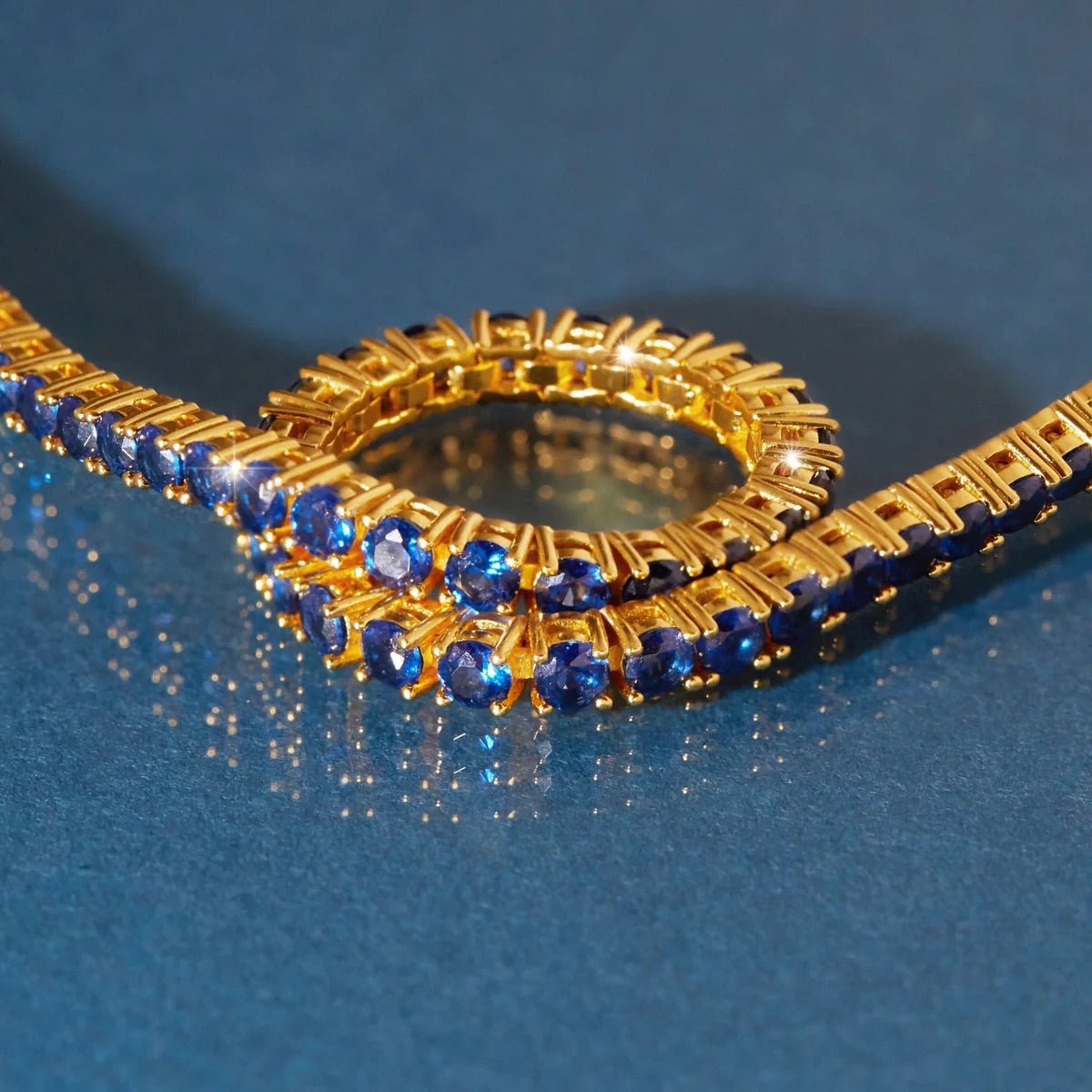Gold Plated Sapphire Tennis Bracelet