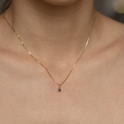 woman's Necklace  925 Sterling Silver with 18k Gold Plating - blue Sapphire I ARTSY SILVER