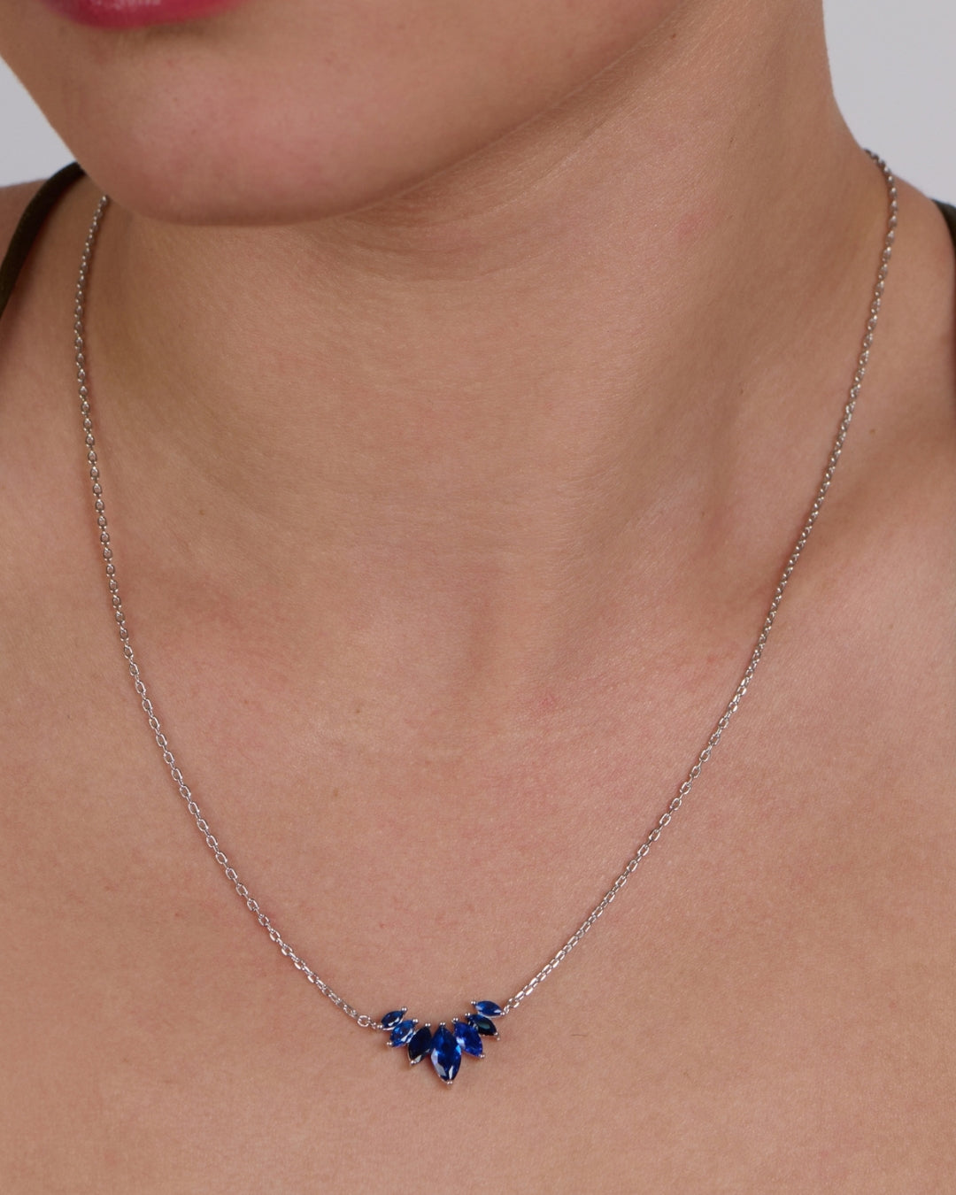 blue Sapphire Silver Necklace - woman's & Earrings Set I ARTSY SILVER