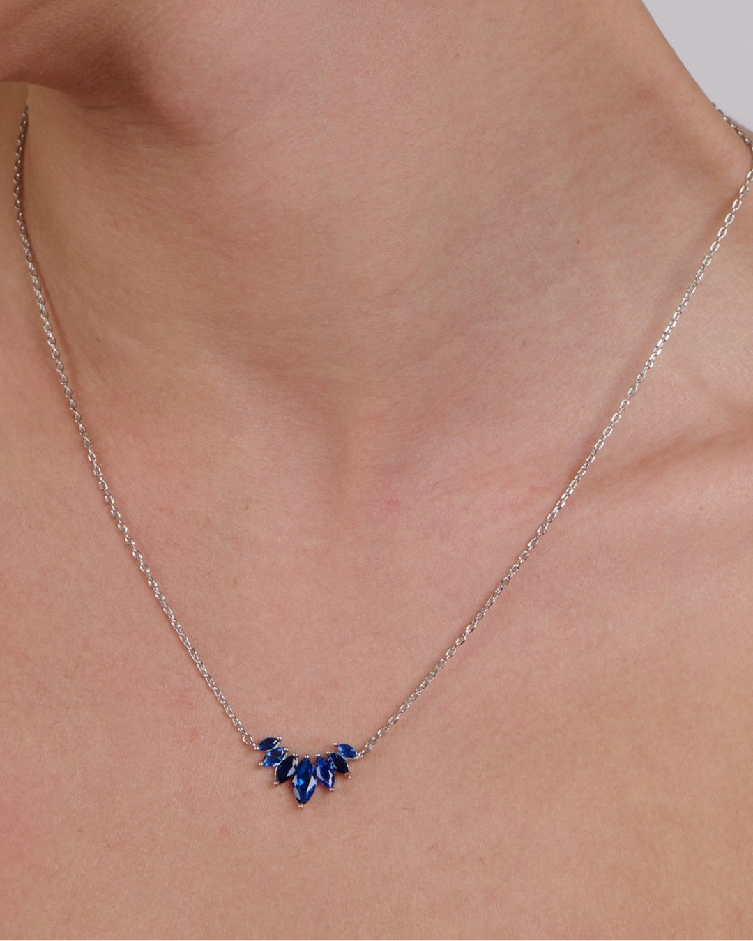 blue Sapphire Silver Necklace - woman's & Earrings Set I ARTSY SILVER