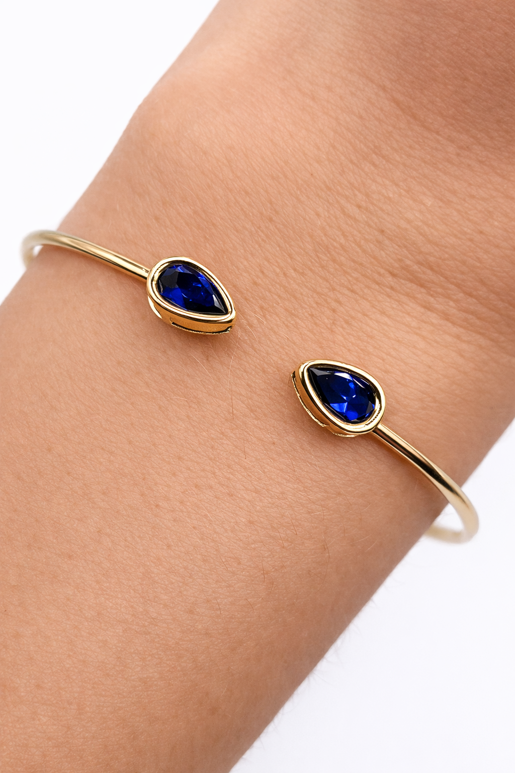 Blue Sapphire Pear Cut Bangle - ARTSY SILVER