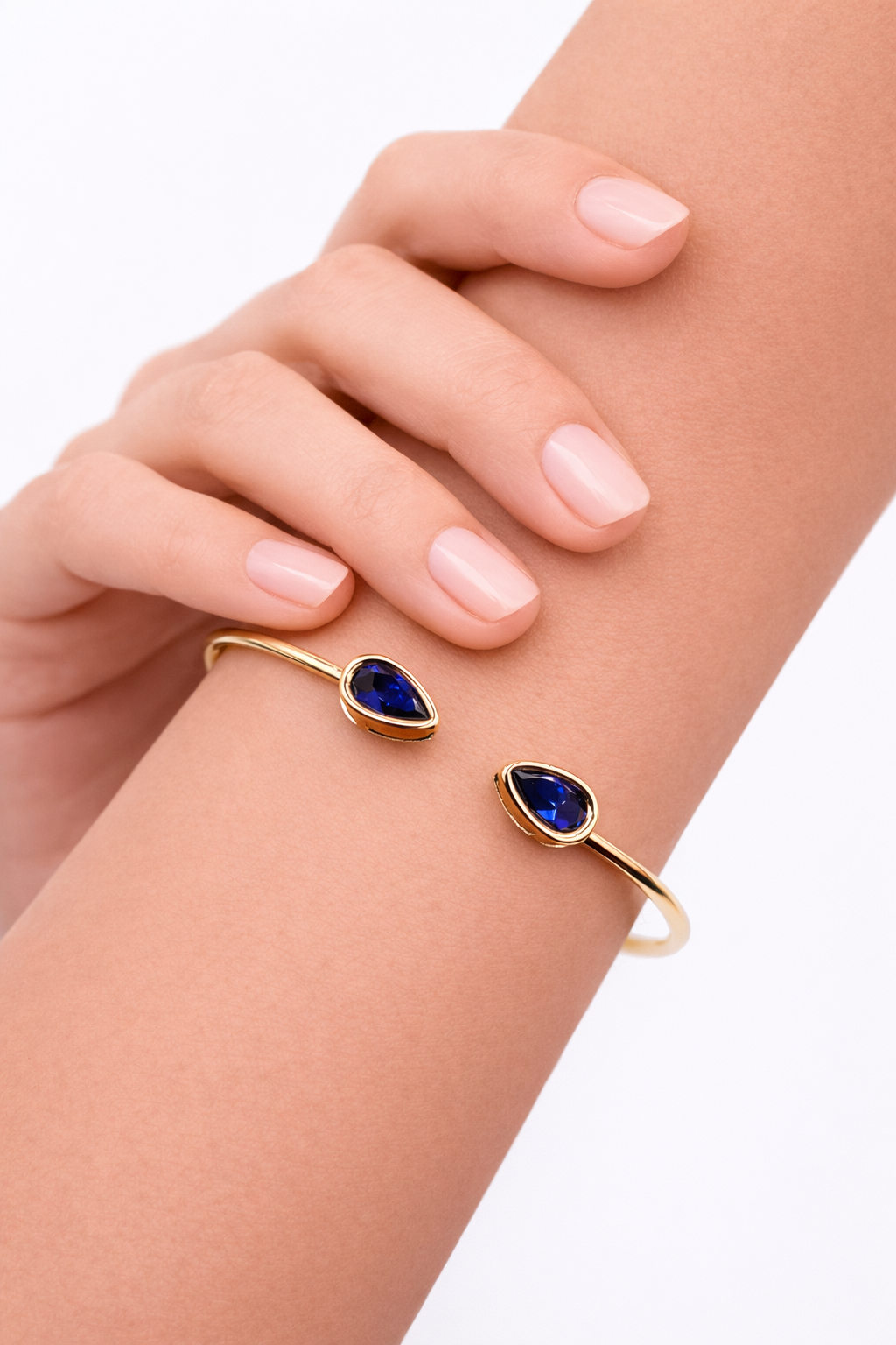 Blue Sapphire Pear Cut Bangle - ARTSY SILVER