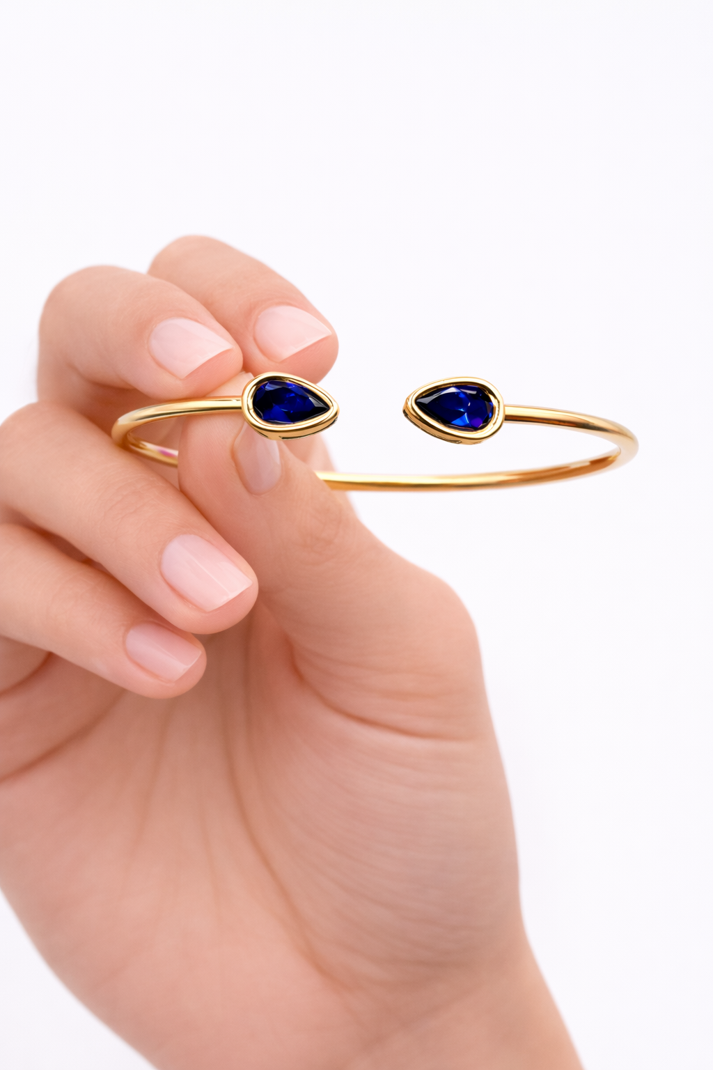 Blue Sapphire Pear Cut Bangle - ARTSY SILVER