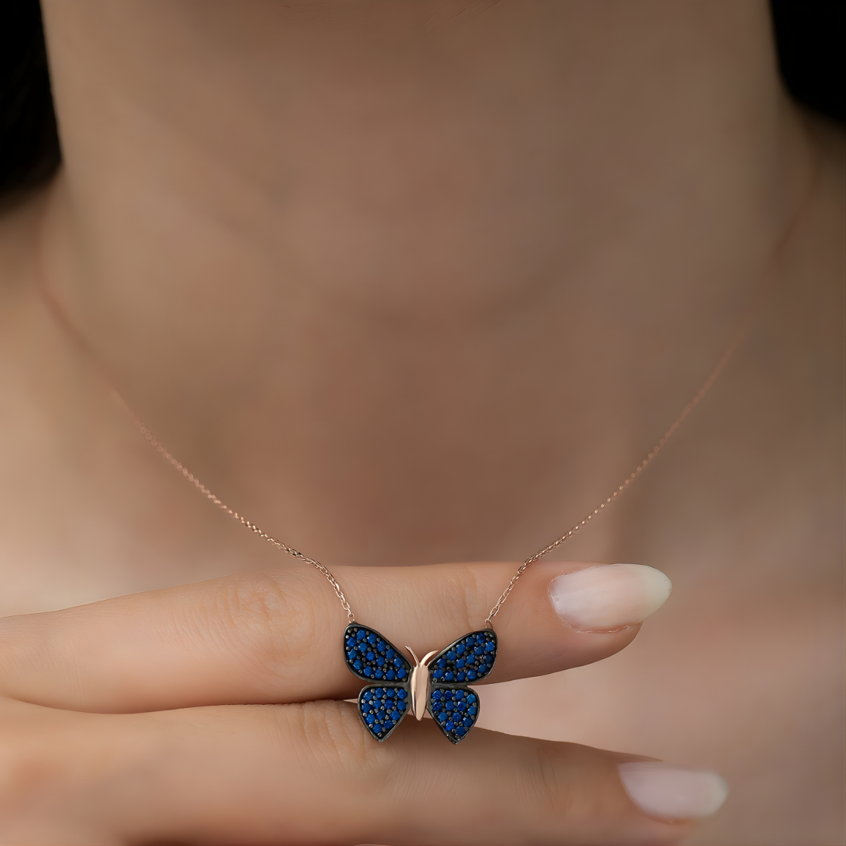 Blue Butterfly Necklace