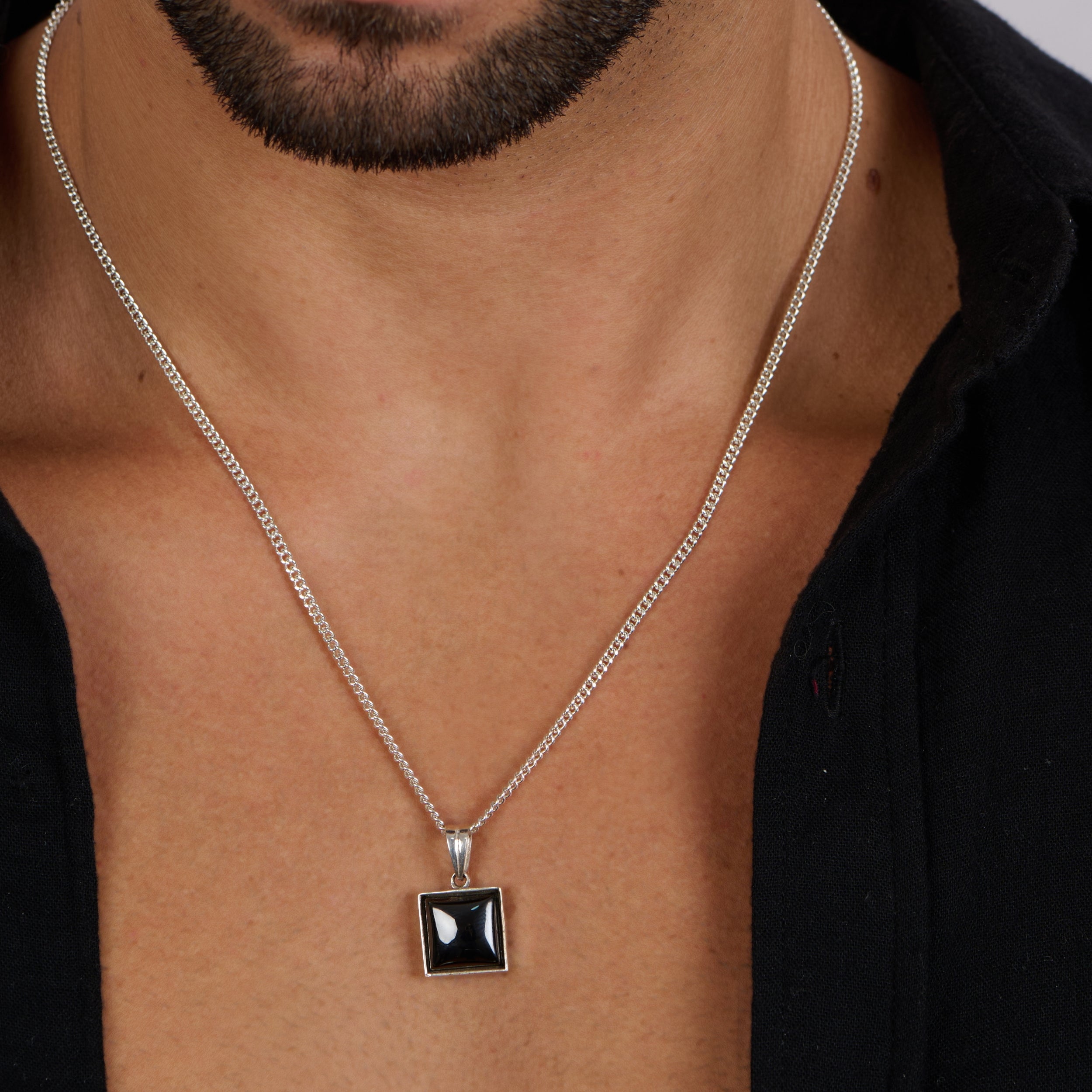 Bucky Black Square Pendant