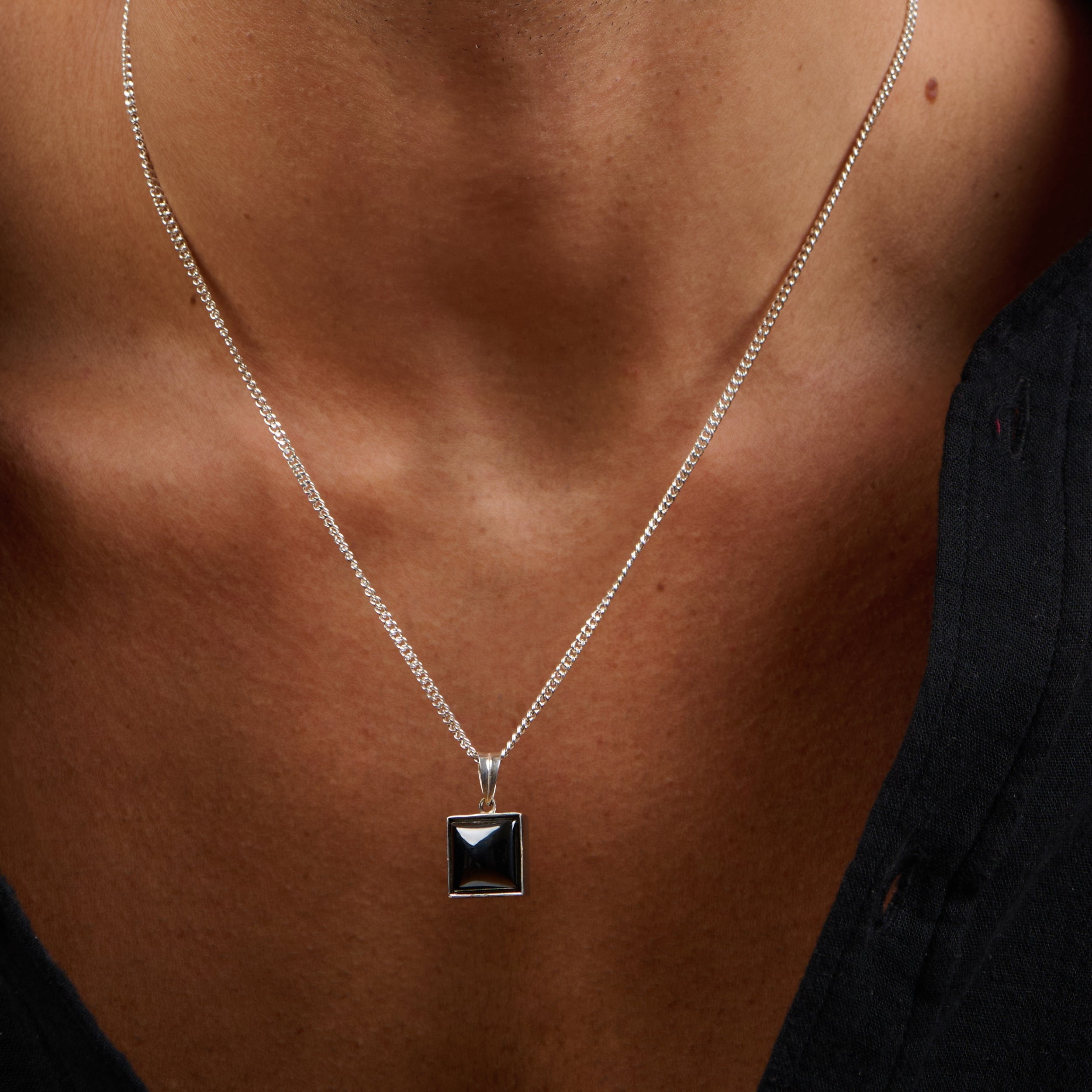 Bucky Black Square Pendant