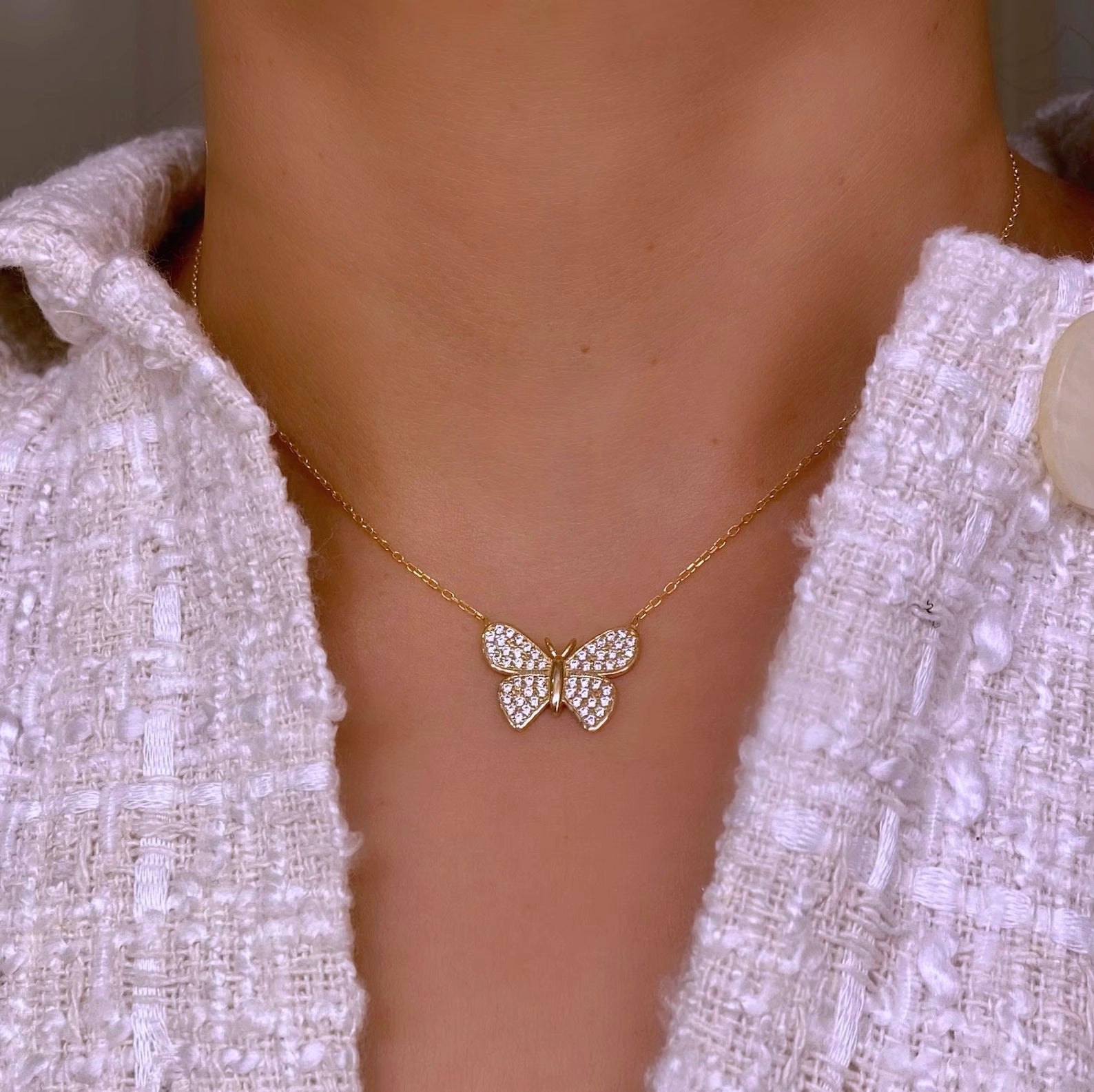 Butterfly Necklace Gold Plating