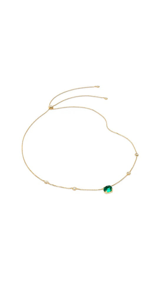 Glossy Cabochon Emerald Necklace