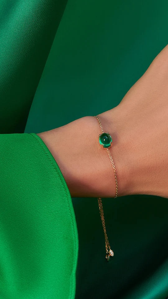 Cabochon Emerald Necklace & Bracelet Set