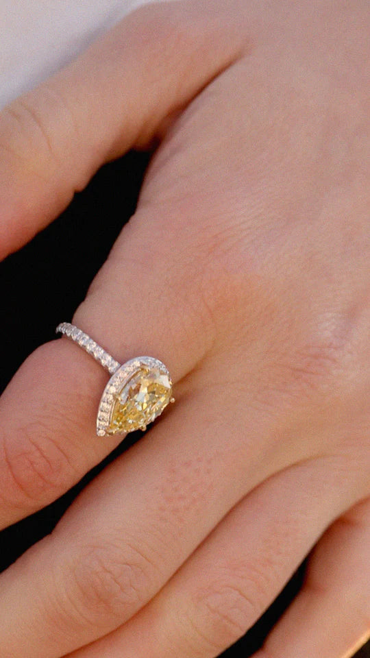 Canary Pear Yellow Zircon Ring