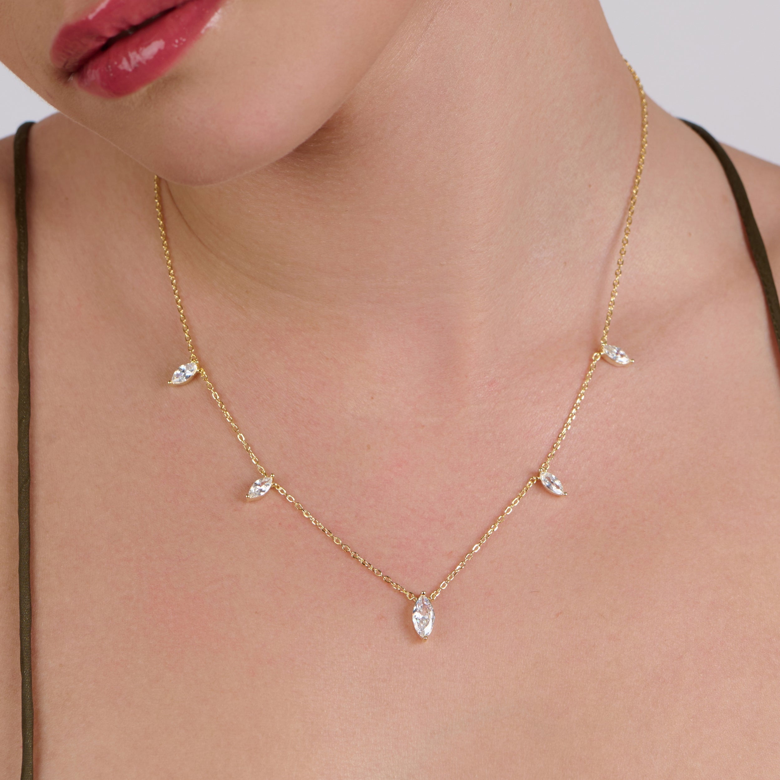 Woman's  Necklace Silver with 18k gold plating - White Zircon I ARSTY SILVER