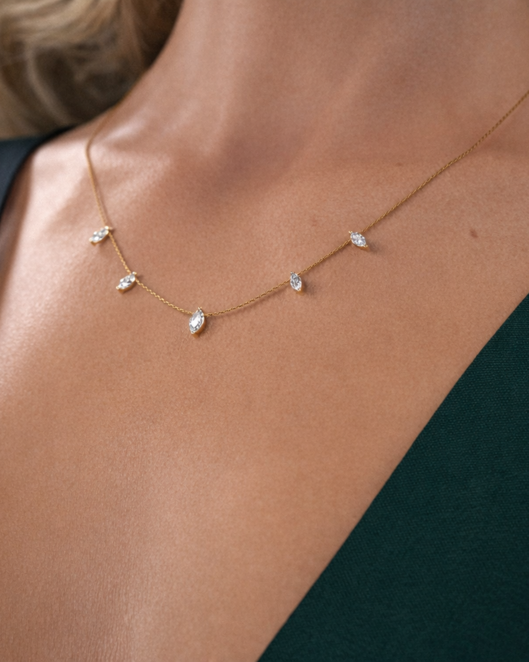 Woman's  Necklace Silver with 18k gold plating - White Zircon I ARSTY SILVER