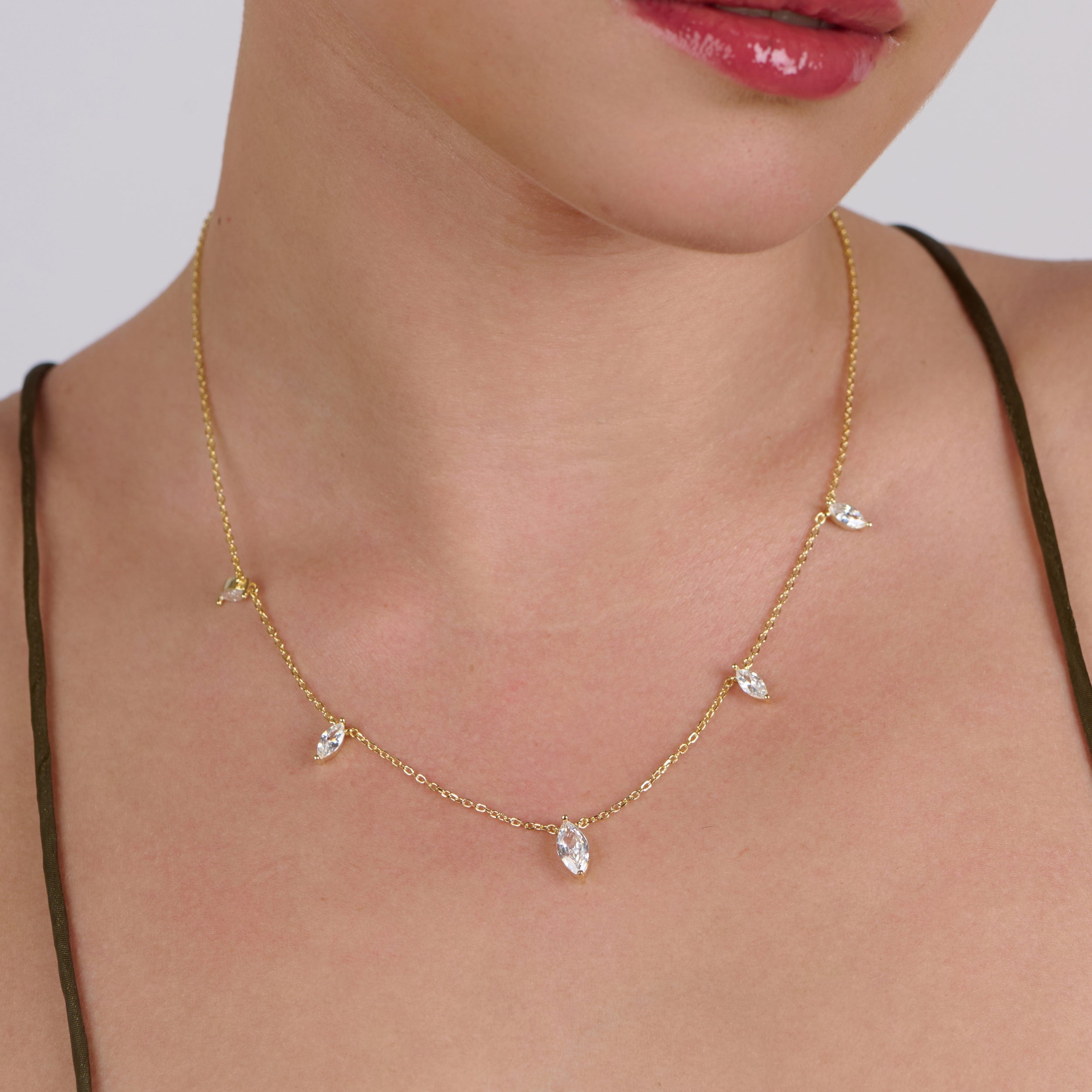 Woman's  Necklace Silver with 18k gold plating - White Zircon I ARSTY SILVER