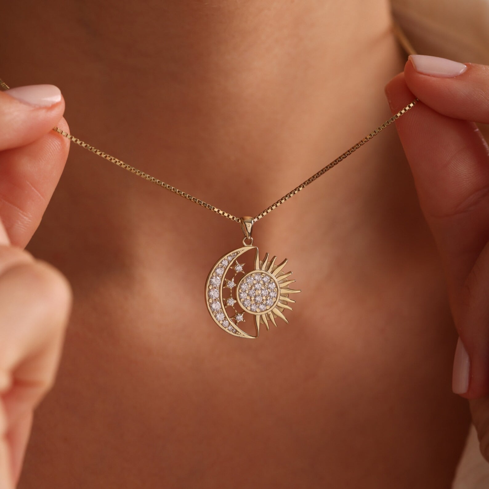Celestial Sun Moon Necklace - ARTSY SILVER
