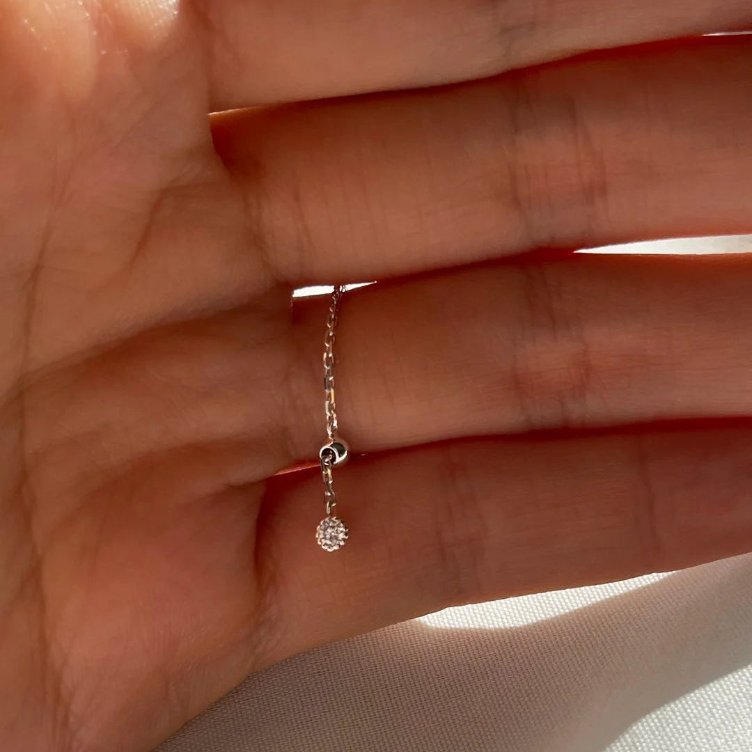 Chain Zircon Stone Ring - ARTSY SILVER