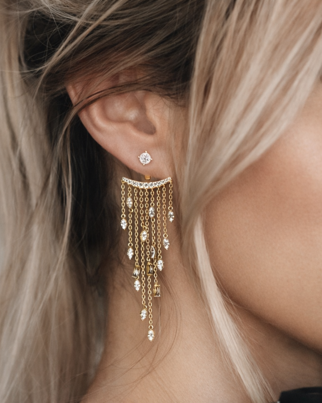 Chandelier Gold Plating Ear Jacket - ARTSY SILVER