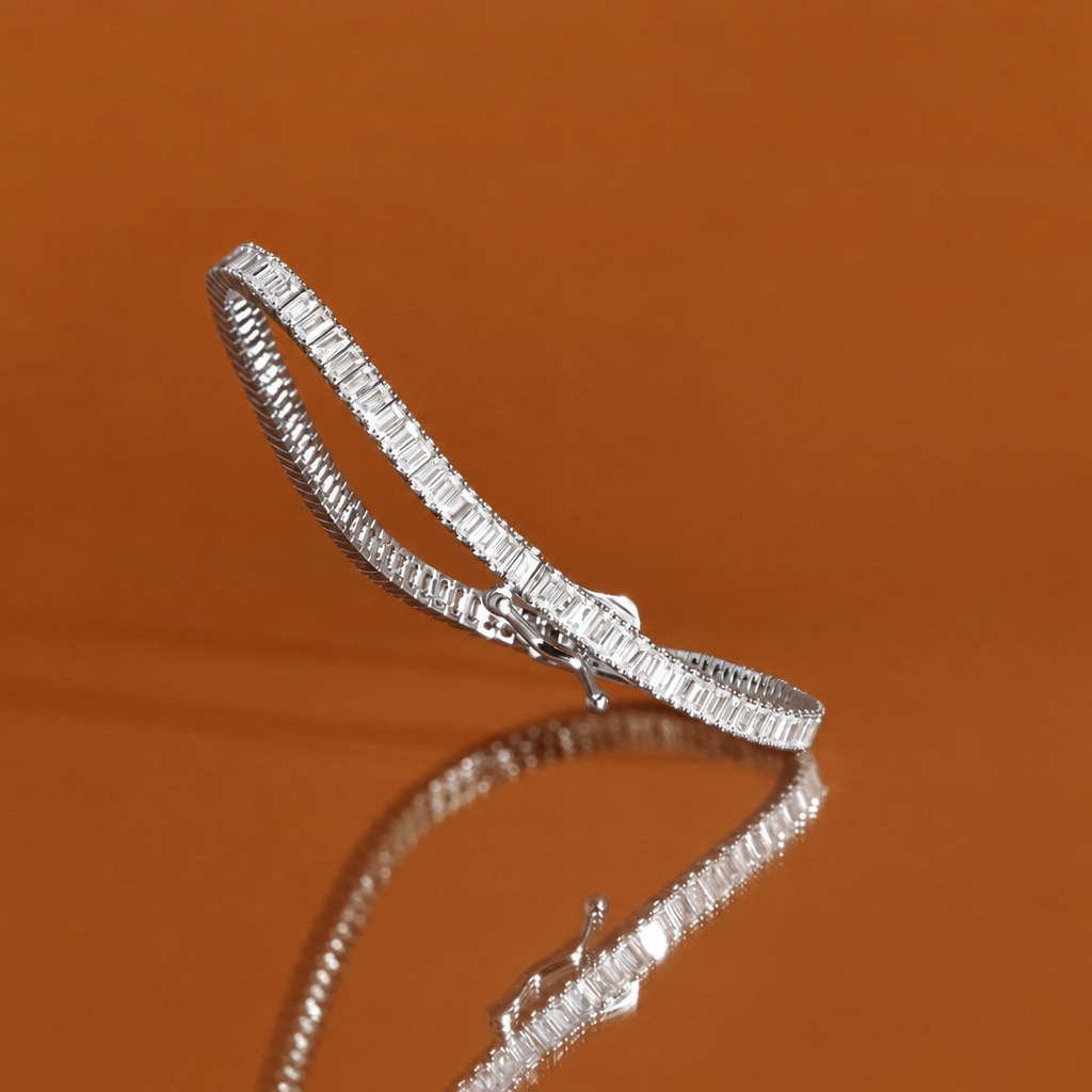 White Baguette Tennis Bracelet