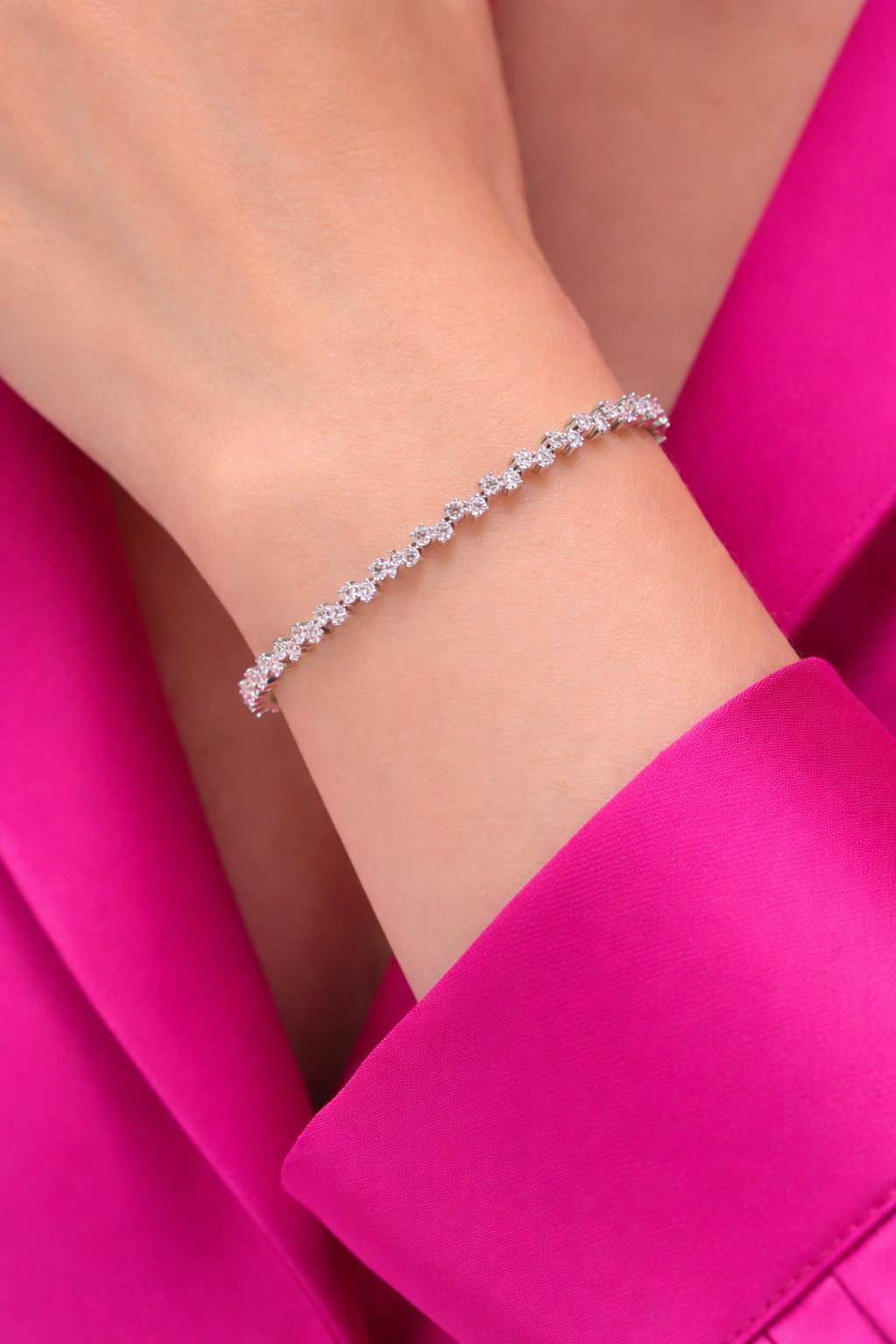 Chevron White Zircon Tennis Bracelet