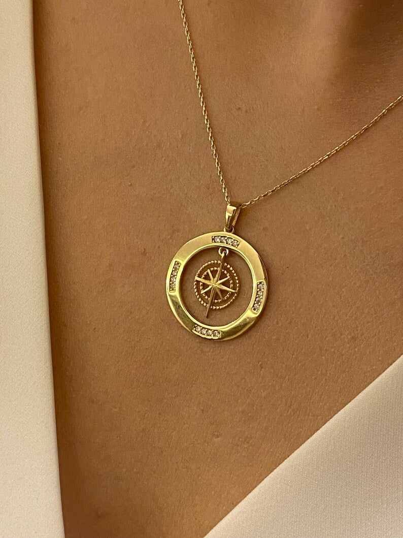 Circle Pole Star Gold Plated Necklace
