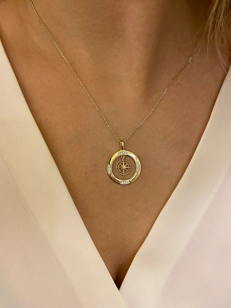 Circle Pole Star Gold Plated Necklace