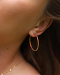 Colorful Stones Large Hoops - ARTSY SILVER