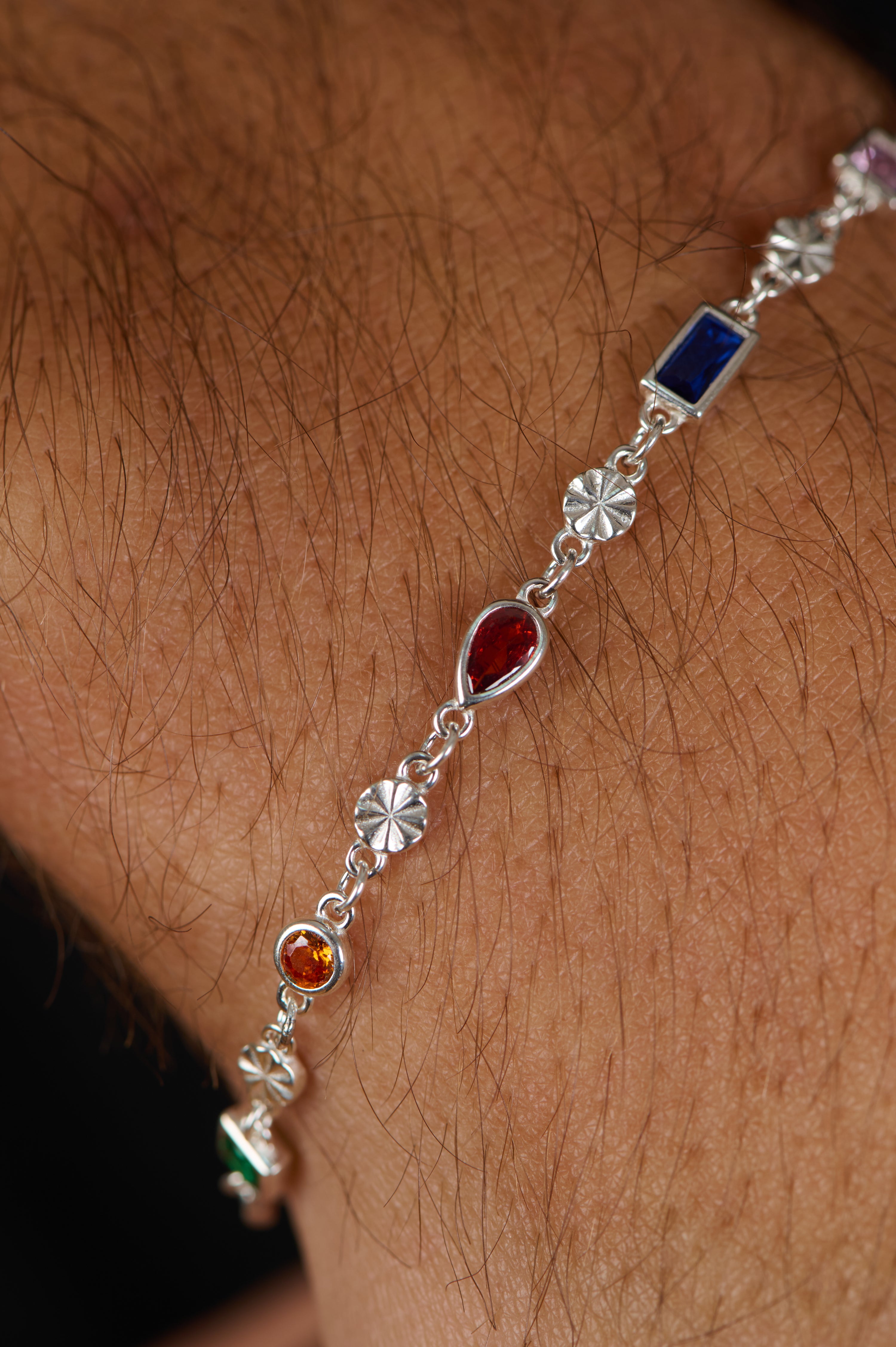 Colorful Stone Curb Bracelet