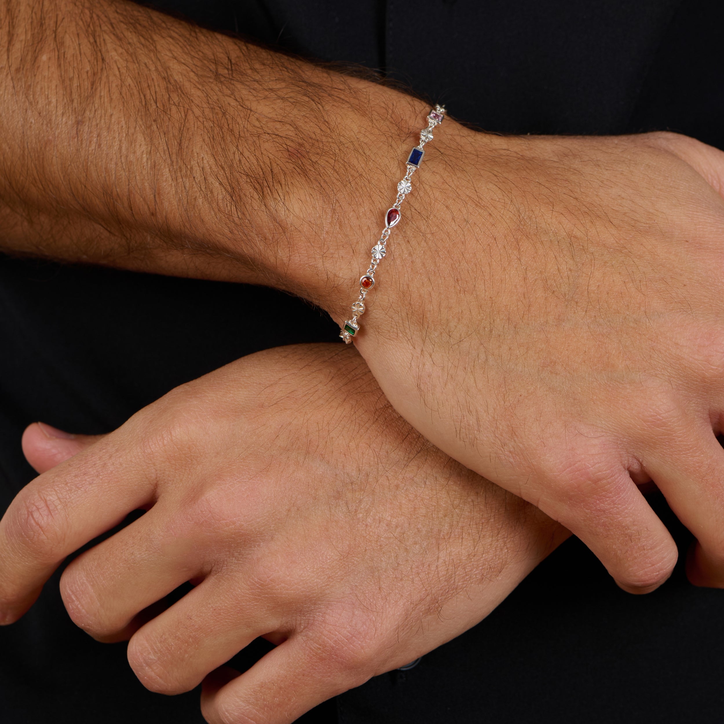 Colorful Stone Curb Bracelet