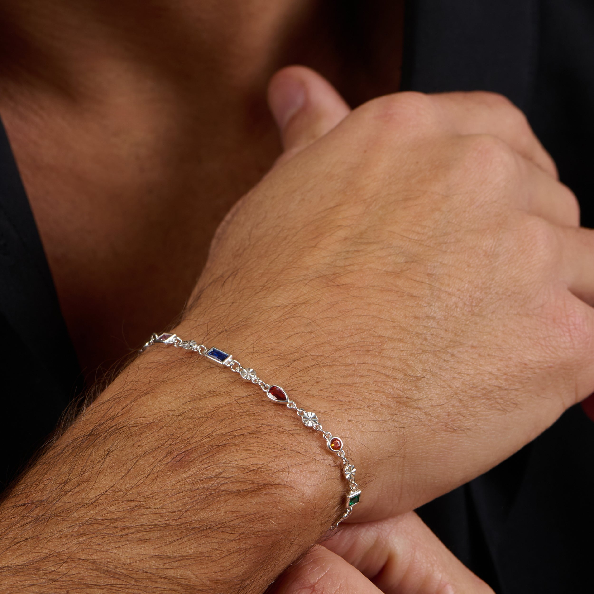 Colorful Stone Curb Bracelet