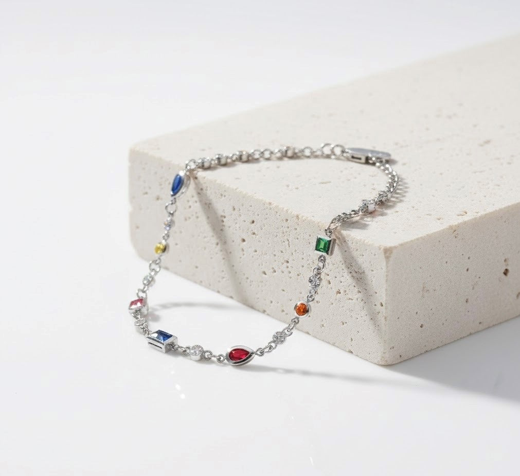Colorful Stone Curb Bracelet