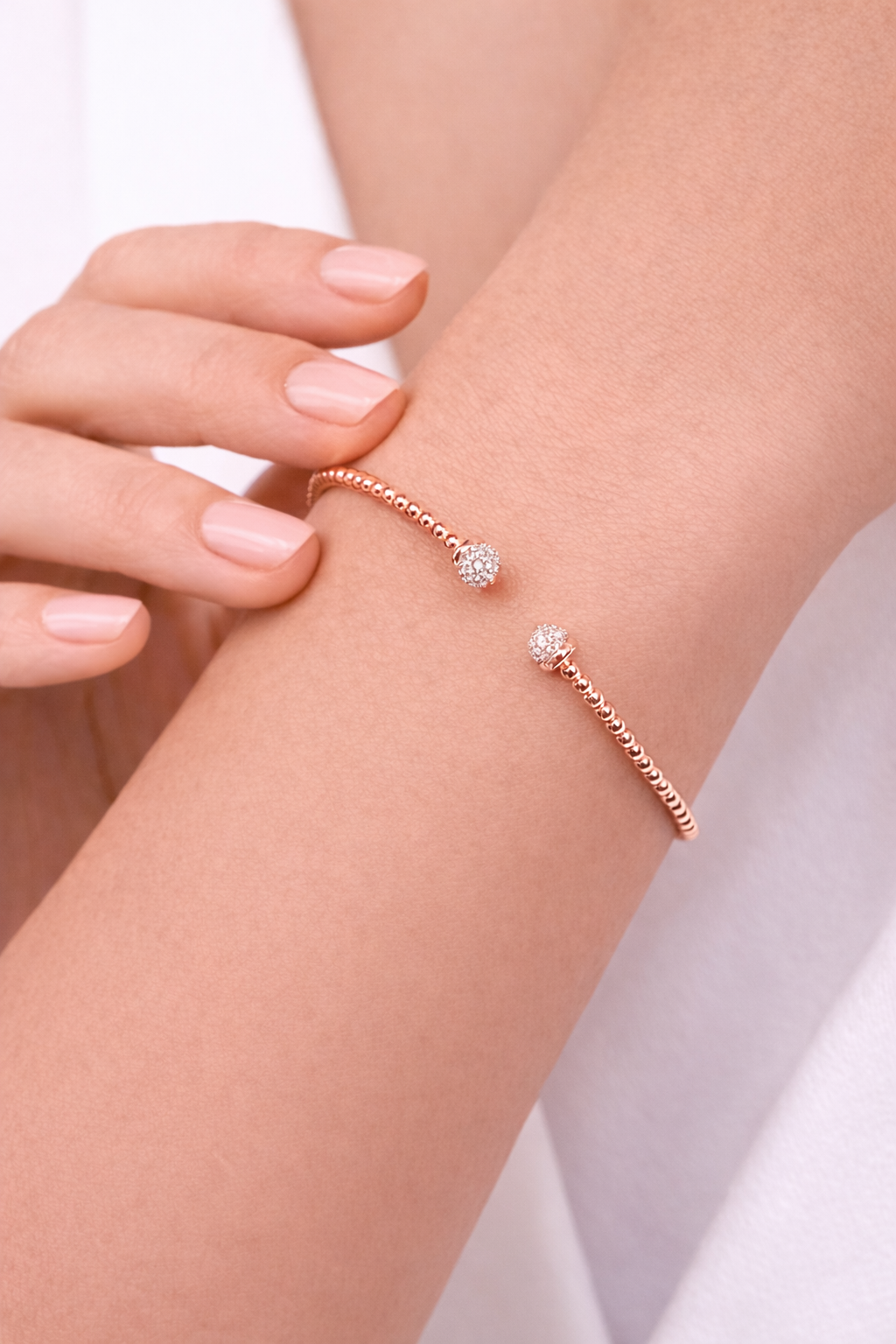 woman's bracelet rose gold plated  white zircon -ARTSY SILVER 