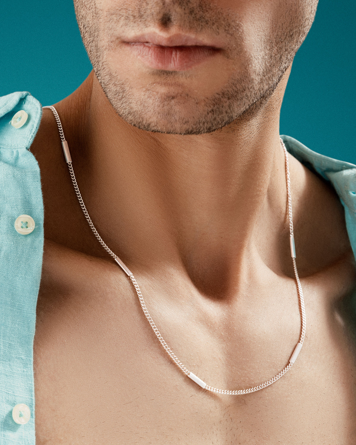 Men's Curb Blocks Silver Chain - Stylish & Durable Accessory