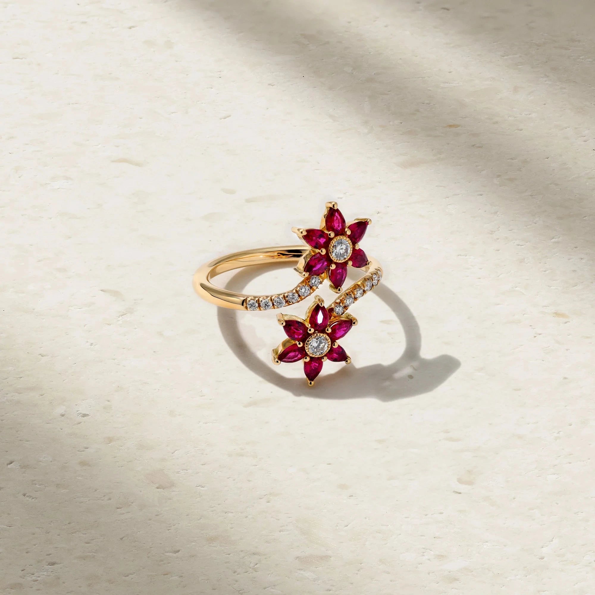 Daffodil Garden Ruby Ring - ARTSY SILVER