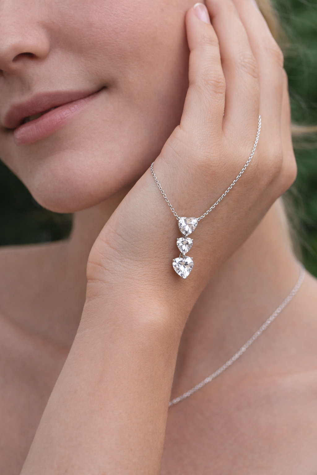 Deeply In Love Heart Zircon Necklace - ARTSY SILVER