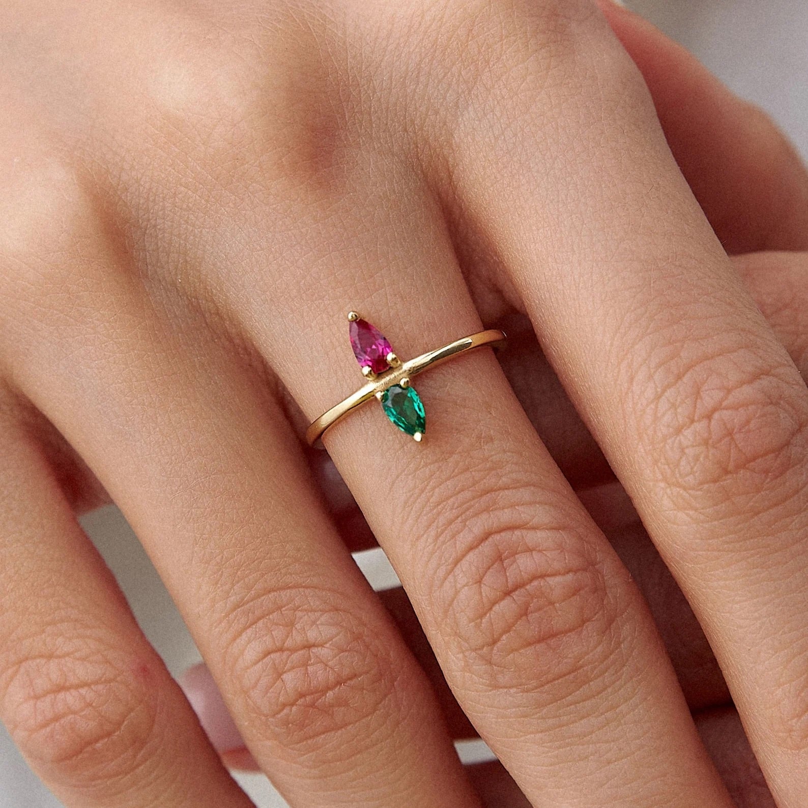 Double Birthstone Ring - ARTSY SILVER