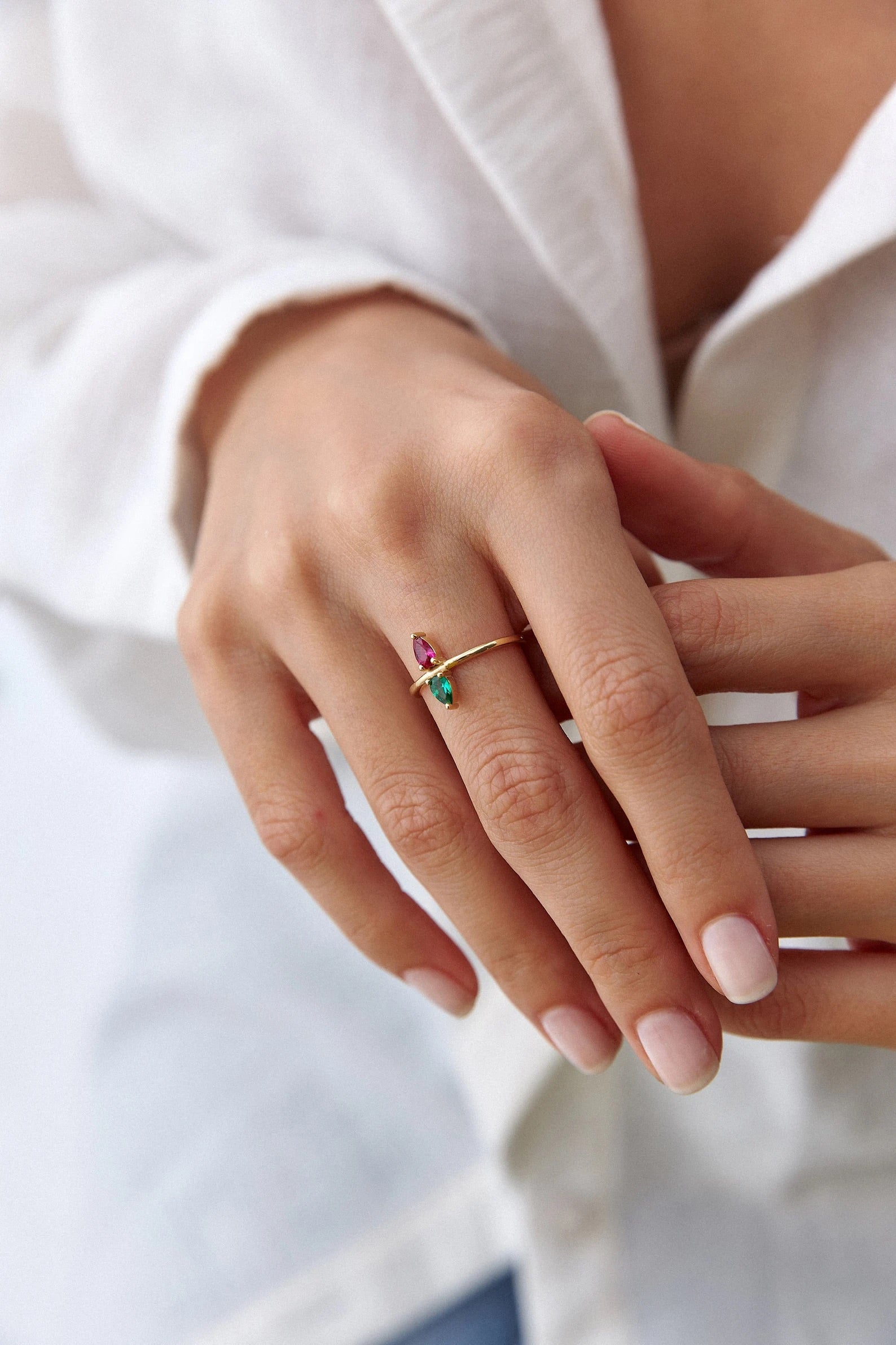 Double Birthstone Ring - ARTSY SILVER