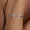 Double Bar Woman's bracelet Silver& White Stones I ARTSY SILVER