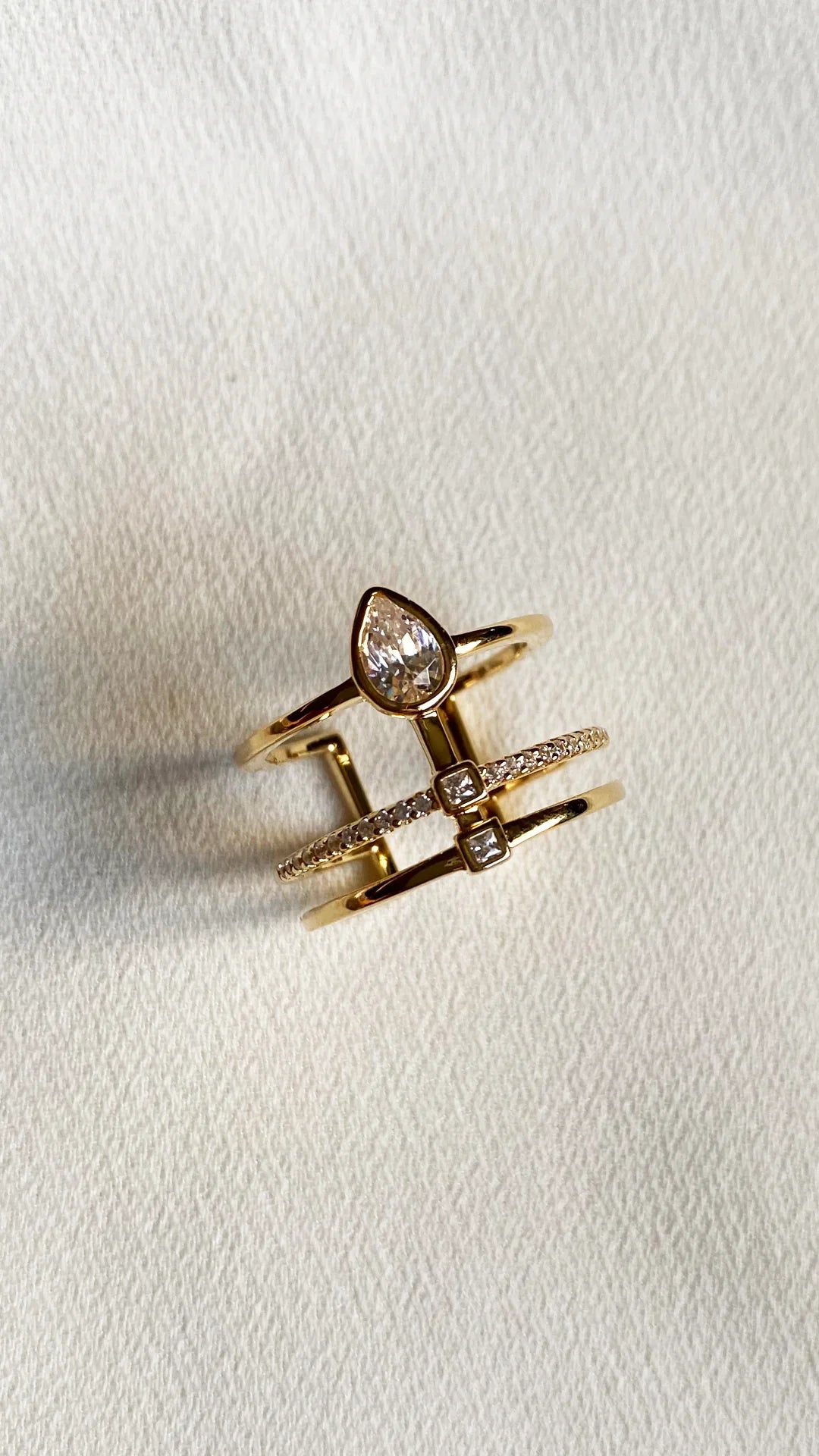 Drop Stone Gold Plating Ring