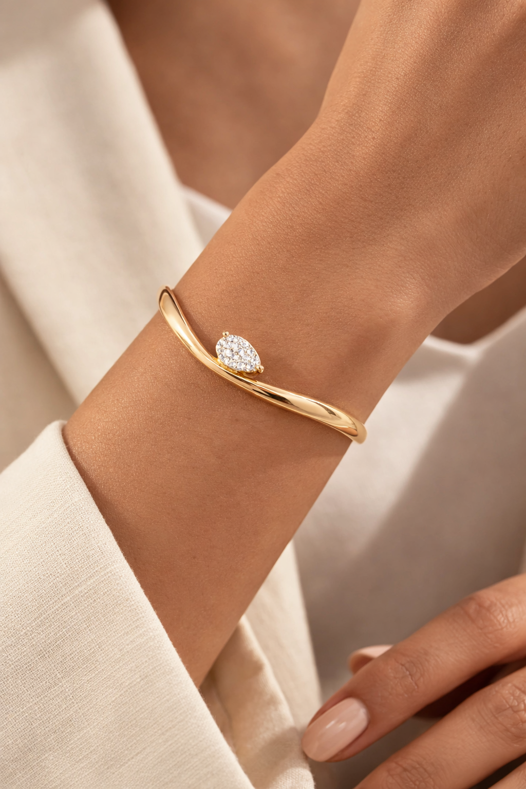 925 Sterling Silver with 18k gold plating  woman's Bangle IARTSY SILVER