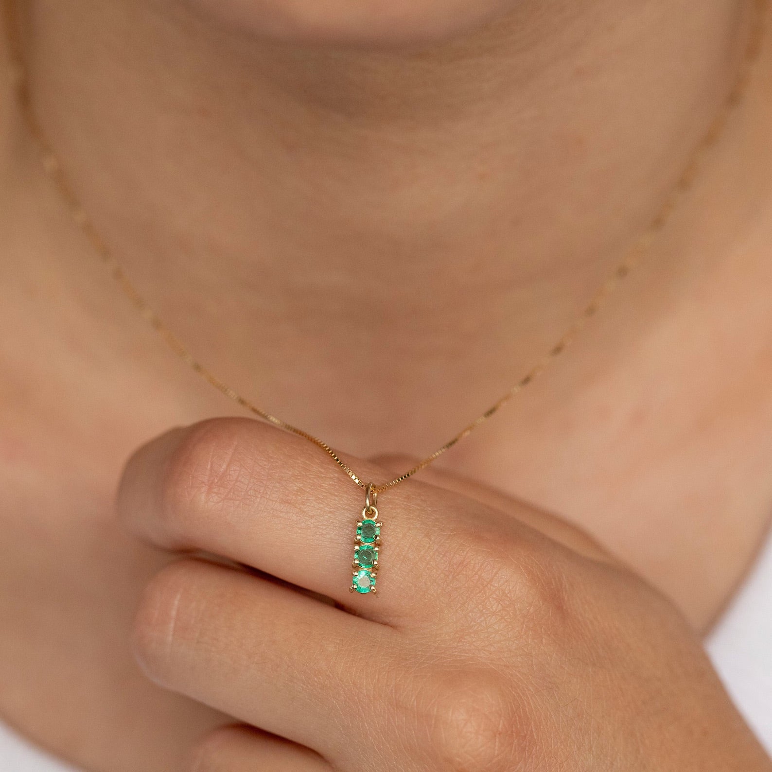 Emerald Trio Bar Necklace