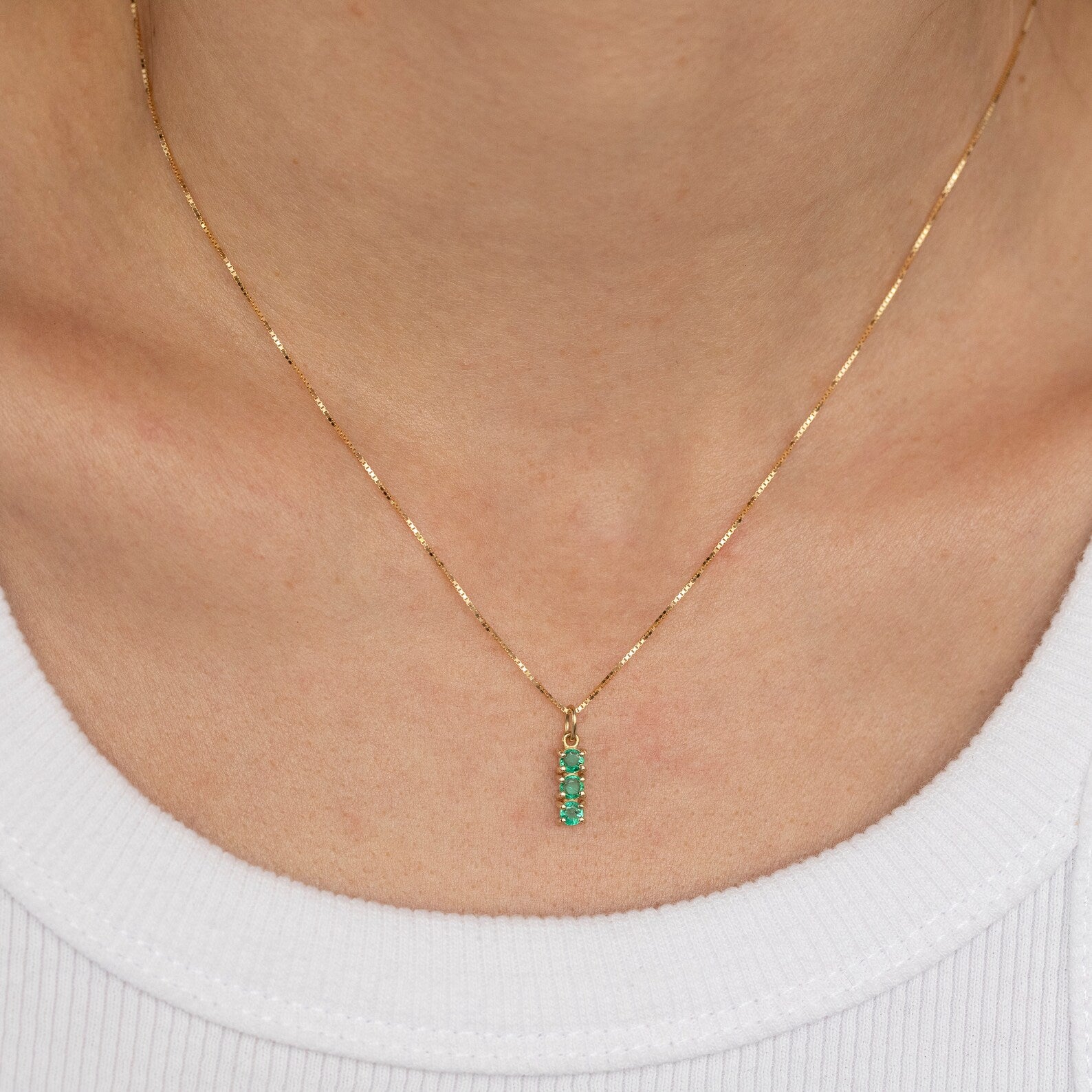 Emerald Trio Bar Necklace