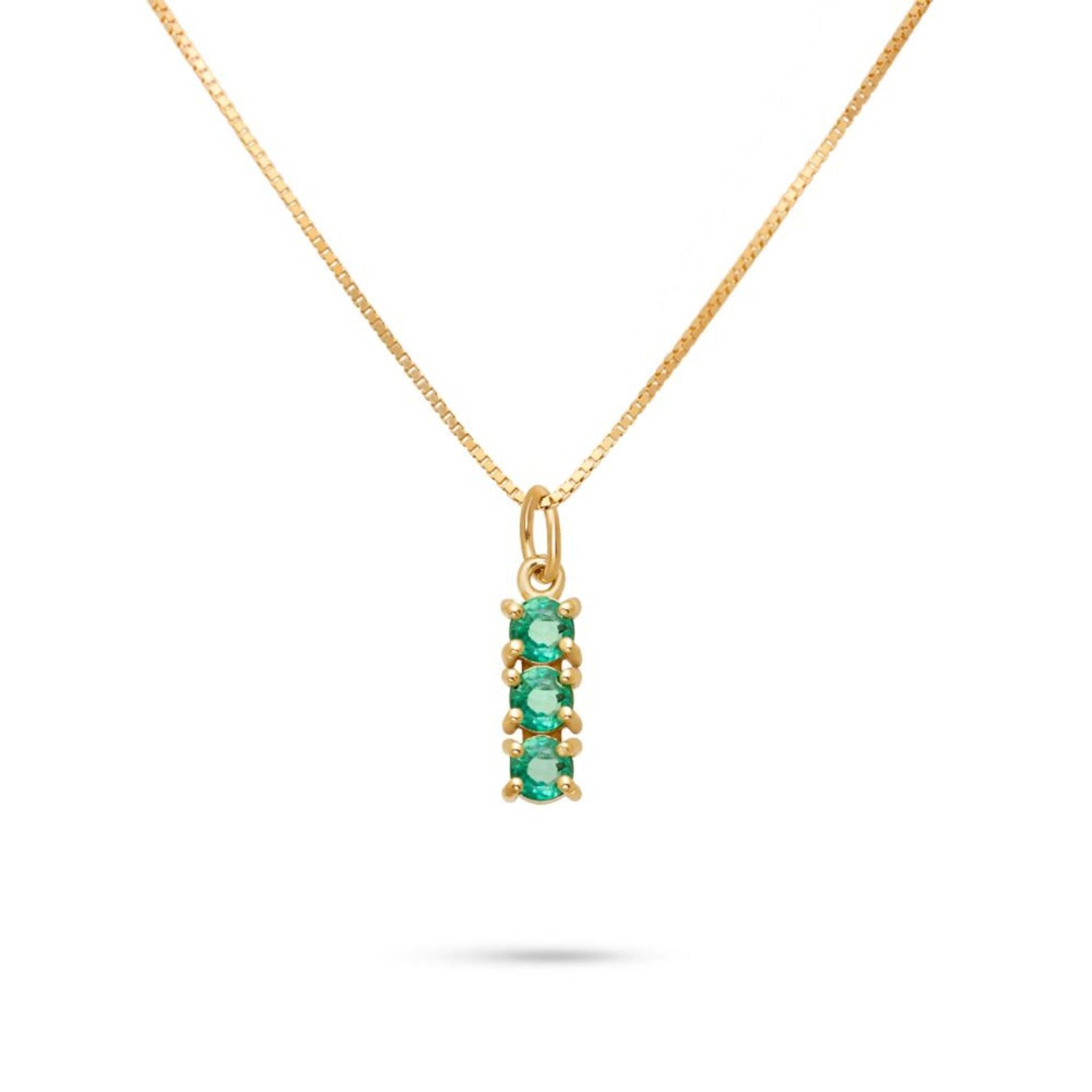 Emerald Trio Bar Necklace