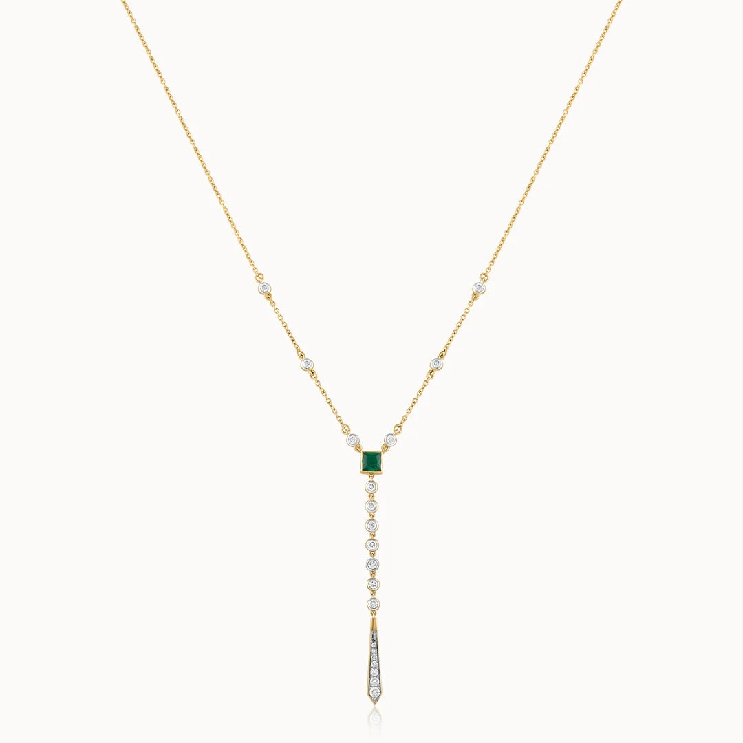 Created Emerald Lariat Necklace