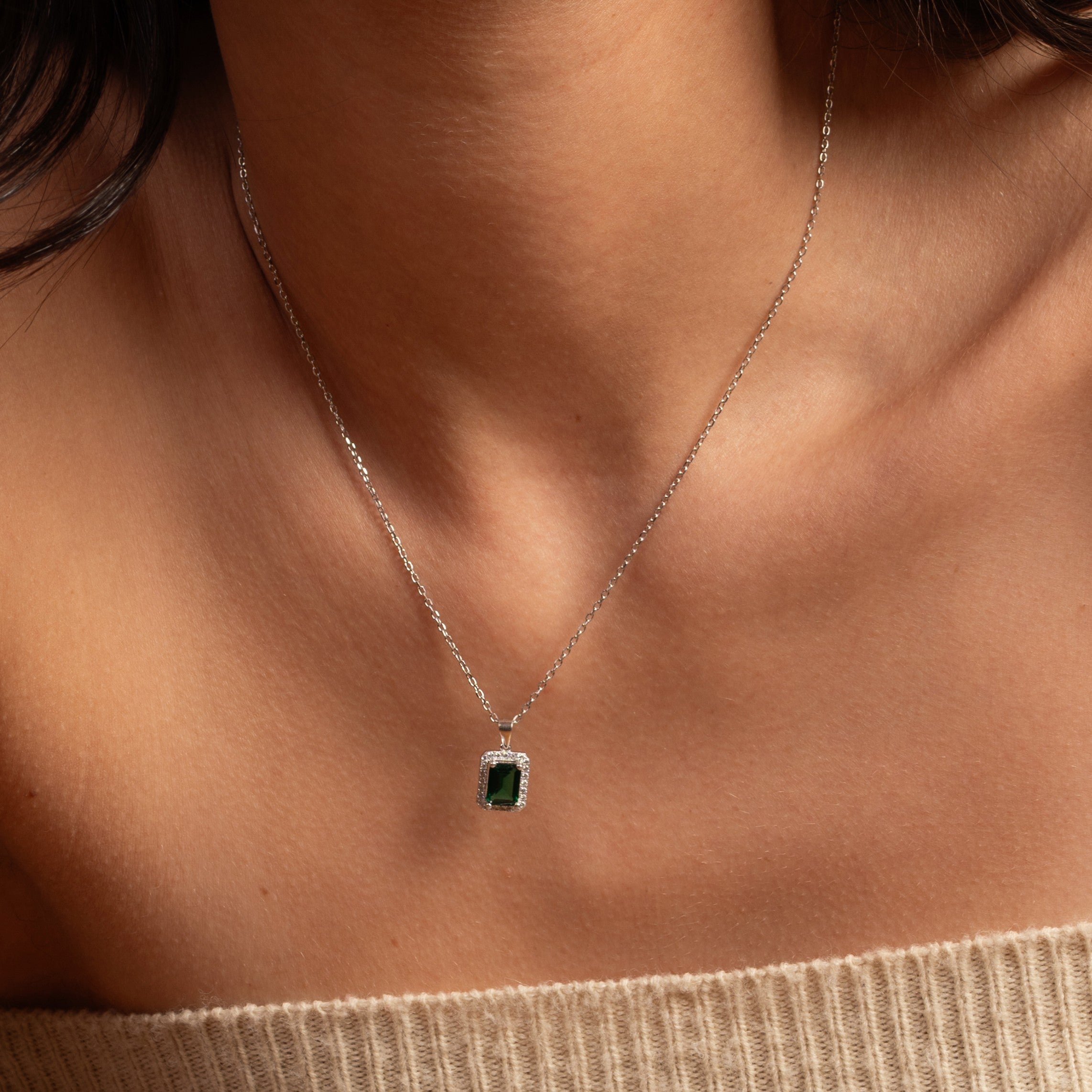 Emerald Borderset Necklace