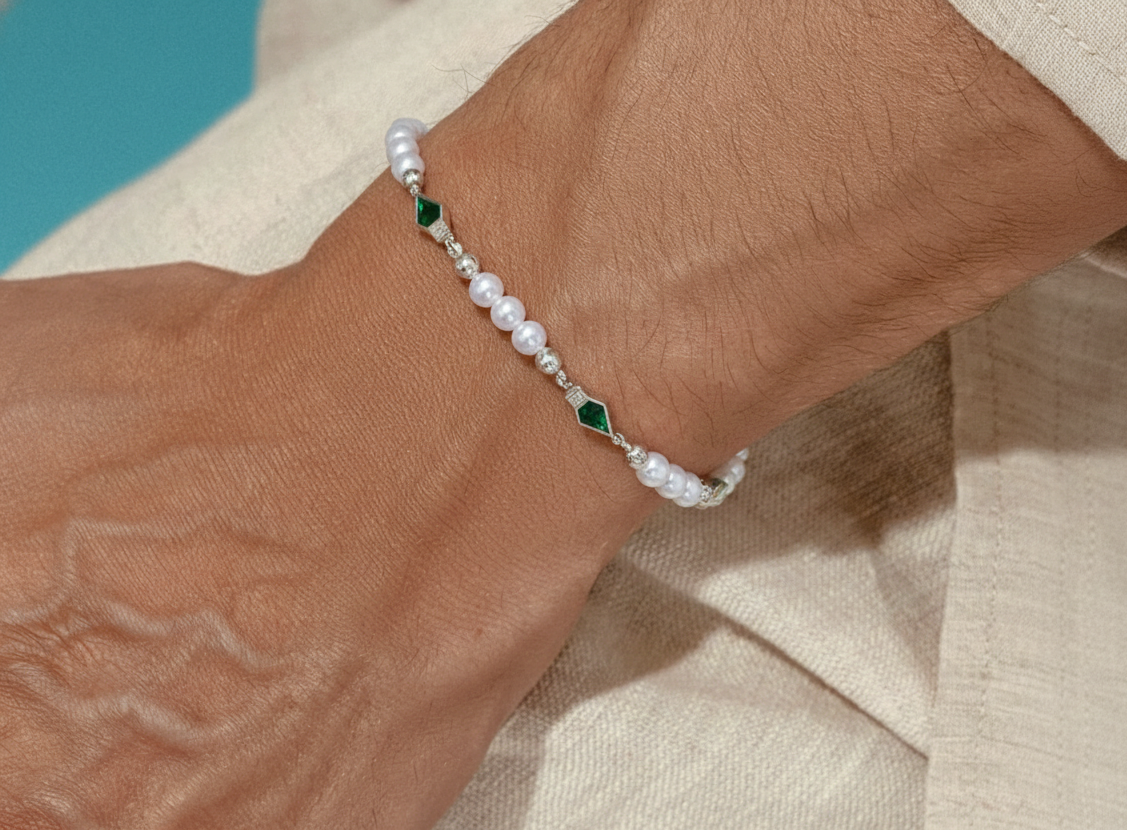 Emerald Pearl Men’s Bracelet