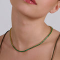 Emerald Necklace & Bracelet Set Woman's-925 Sterling Silver with 18k gold plating IARTSY SILVER