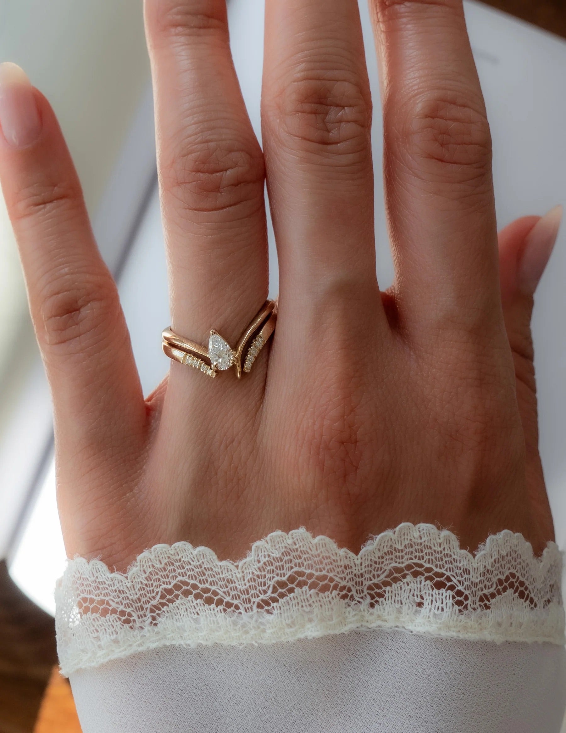 Eve Pear Zircon Ring - ARTSY SILVER