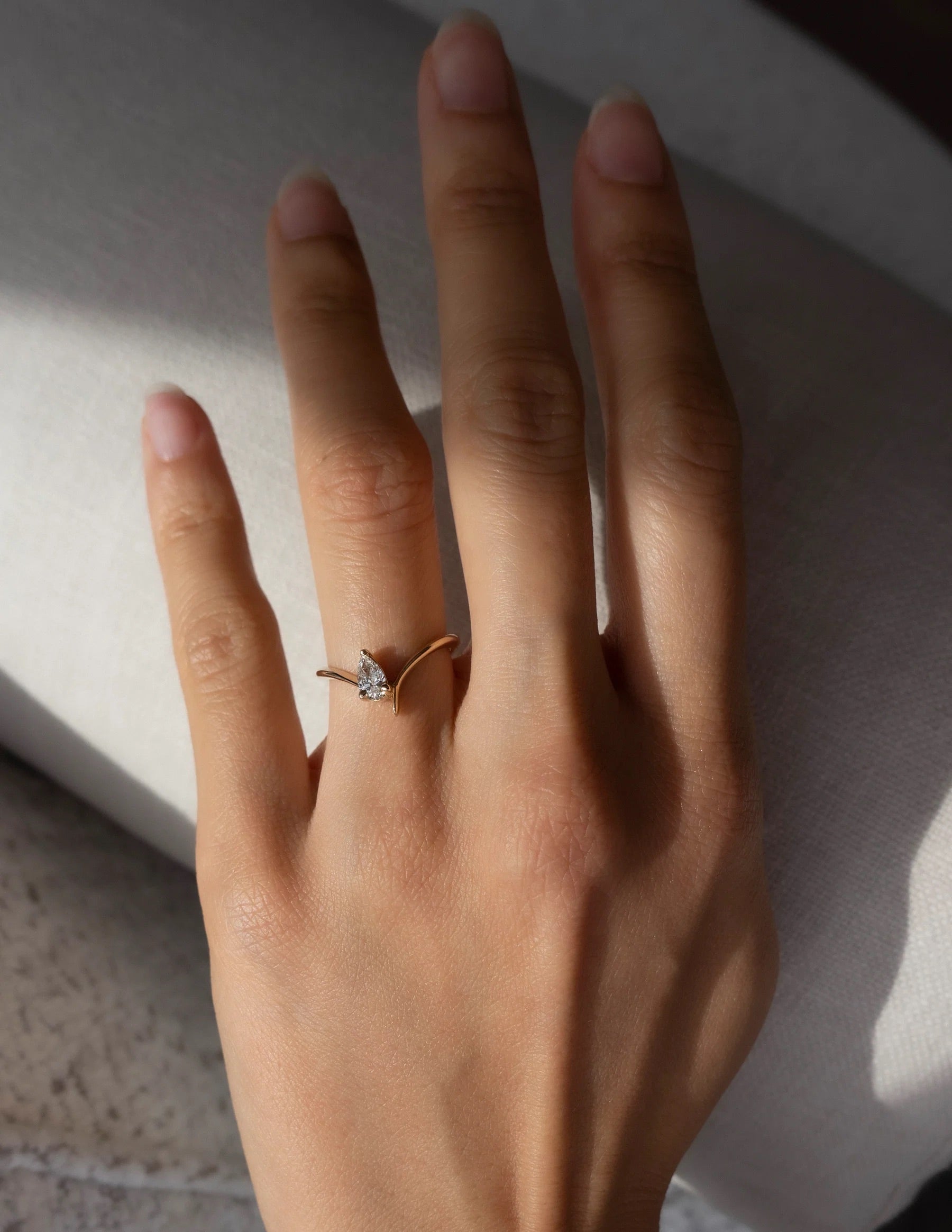 Eve Pear Zircon Ring - ARTSY SILVER